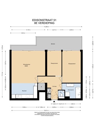 Floorplan - Edisonstraat 51, 2316 SJ Leiden